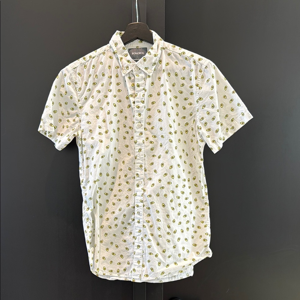 Bonobos White and Green Men's Shirt